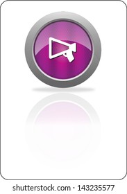 megaphone purple circle web icon with shadow on white background