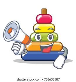 With megaphone pyramid ring character cartoon