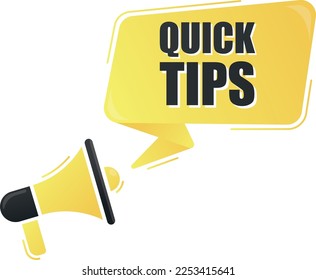 Megaphone quick tips with on yellow background. Megaphone banner. Web design.