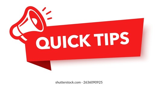 Megaphone with quick tips speech bubble. Loudspeaker. Banner for business, marketing and advertising. Vector illustration.	