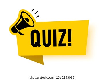 Megaphone with quiz speech bubble. Loudspeaker. Banner for business, marketing and advertising. Vector illustration.