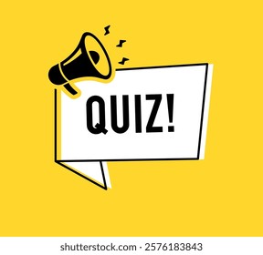 Megaphone with quiz speech bubble. Loudspeaker. Banner for business, marketing and advertising. Vector illustration.	