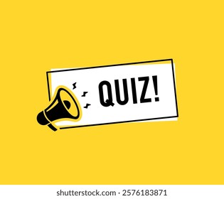 Megaphone with quiz speech bubble. Loudspeaker. Banner for business, marketing and advertising. Vector illustration.	