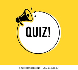 Megaphone with quiz speech bubble. Loudspeaker. Banner for business, marketing and advertising. Vector illustration.	