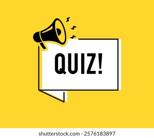 Megaphone with quiz speech bubble. Loudspeaker. Banner for business, marketing and advertising. Vector illustration.	