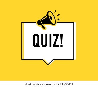 Megaphone with quiz speech bubble. Loudspeaker. Banner for business, marketing and advertising. Vector illustration.	