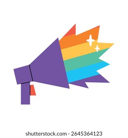Megaphone with rainbow colors shouting pride