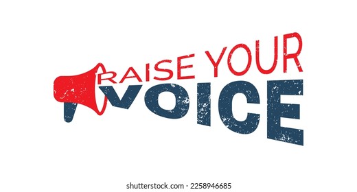 Megaphone Raise Your Voice. Vector Red Stamp. vector graphic