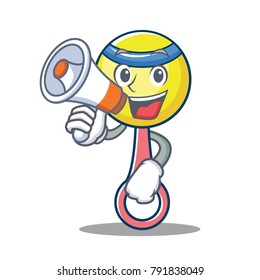 With megaphone rattle toy character cartoon