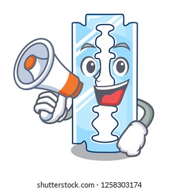 With megaphone razor blade isolated on a mascot