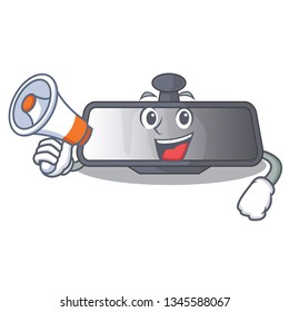 With megaphone rear view mirror isolated with mascot