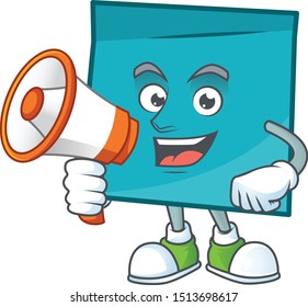 With megaphone rectangle sticker paper cartoon for work.