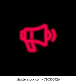 Megaphone red glowing neon ui ux icon. Glowing sign logo vector