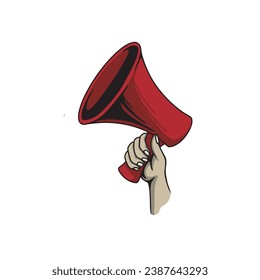 megaphone red hand illustration design