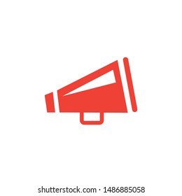 Megaphone Red Icon On White Background. Red Flat Style Vector Illustration.