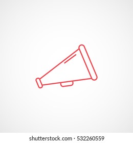 Megaphone Red Line Icon On White Background