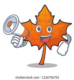 With megaphone red maple leaf character cartoon