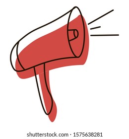 Megaphone with red shadow icon. Object symbolizing advertising. Social media and web promotion. Vector illustration for web, graphic design, ui, application logo. Isolated on white background.