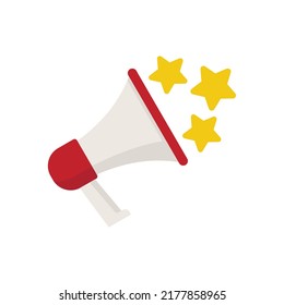 Megaphone reputation icon. Flat illustration of megaphone reputation vector icon isolated on white background