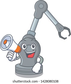With megaphone robotic arm machine isolated on character