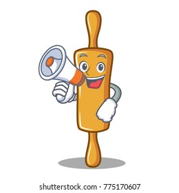 With megaphone rolling pin character cartoon