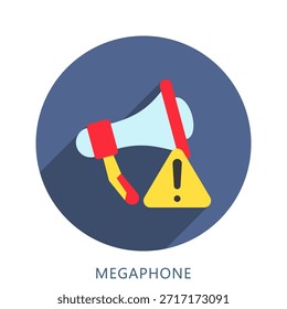 Megáfono Redondeado Icono De Color Plano Mini Ilustración, Uso Para El Concepto Moderno, Impresión, Ui, Ux Kit, Web Y Desarrollo De App. Vector Relacionado Con Bomberos, Rescate Y Más