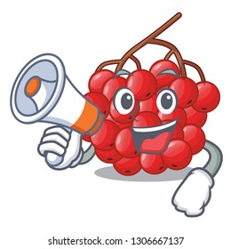 With megaphone rowan berries fruit on cartoon wood
