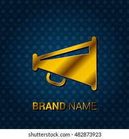 Megaphone Royal Golden & Blue Metallic Premium Corporate Logo / Icon