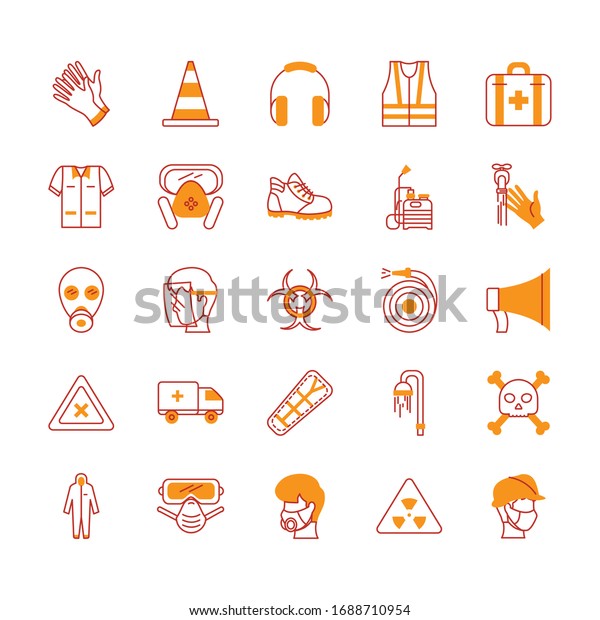 Megaphone Safety Elements Icon Set Over Stock Vector (Royalty Free ...