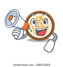 With megaphone Samgyetang served in hot cartoon bowl