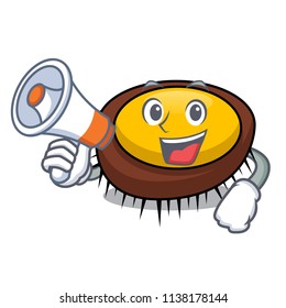 With megaphone sea urchin character cartoon