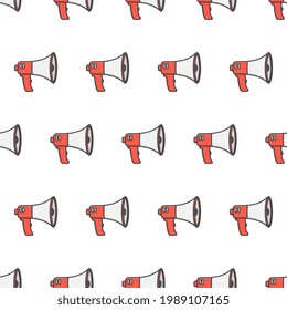 Megaphone Seamless Pattern On A White Background. Speaker Toa Megaphone Theme Vector Illustration