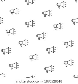 Megaphone seamless pattern - promotion line symbol. Loudspeaker sign. Vector illustration.