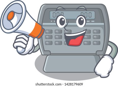 With megaphone security alarm isolated in the cartoon