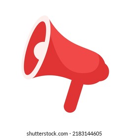 Megaphone semi flat color vector object. Advertisement and technology. Loudspeaker. Full sized item on white. Equipment simple cartoon style illustration for web graphic design and animation