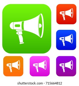 Megaphone set icon color in flat style isolated on white. Collection sings vector illustration