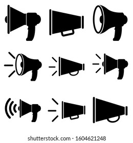 Megaphone set icon, logo isolated on white background.Loudspeaker, horn