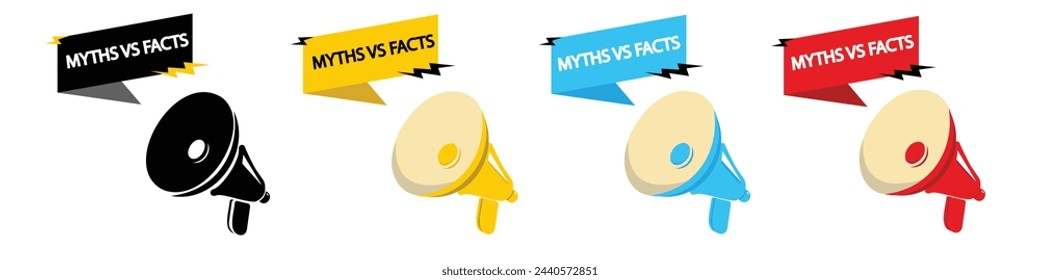Megaphone set with Speak up speech bubble banner. Loudspeaker. Label for business, marketing and advertising