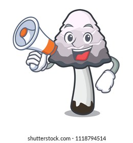 With megaphone shaggy mane mushroom character cartoon