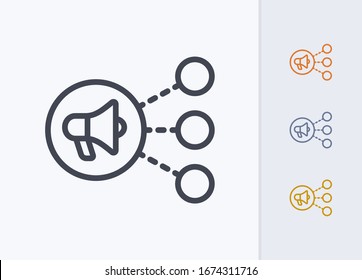 Megaphone Share Button - Pastel Stroke Icons. A professional, pixel-aligned icon.