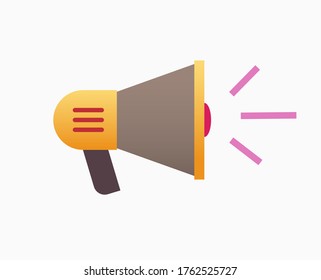 Megaphone shout icon vector or speakerphone bullhorn loud notice announcement symbol isolated flat carton, idea of mouthpiece news yell, trumpet loudspeaker sound pictogram clipart