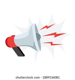 Megaphone shout isolated on white background. Communication bullhorn vector illustration