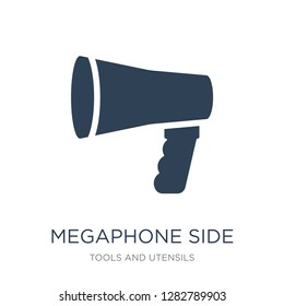 megaphone side view icon vector on white background, megaphone side view trendy filled icons from Tools and utensils collection, megaphone side view vector illustration
