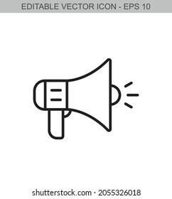 Signo de megáfono. Icono de línea modificable.