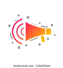 Megaphone sign icon. Loudspeaker strike symbol. Colorful geometric shapes. Gradient megaphone icon design.  Vector