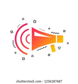 Megaphone sign icon. Loudspeaker strike symbol. Colorful geometric shapes. Gradient megaphone icon design.  Vector