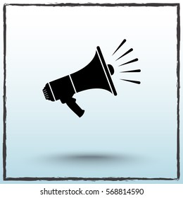 Megaphone sign icon, vector illustration. Flat design style 