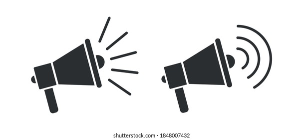 Megaphone sign, sound or marketing advertising. Announcement symbol. Loudspeaker, vector.