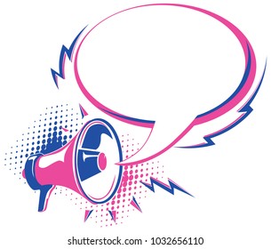 Megaphone sign with speech bubble