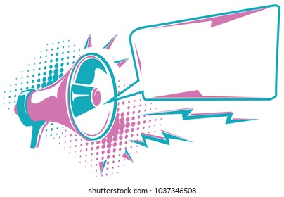 Megaphone sign with speech bubble